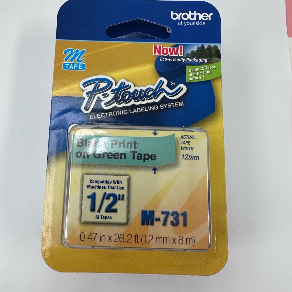 Brother Black on Green Label Tape Cartridge (12mm)